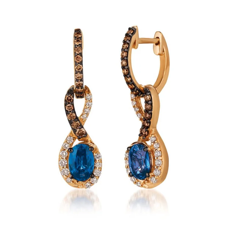 Textured Drop Earrings-Le Vian 14K Strawberry Gold Earrings