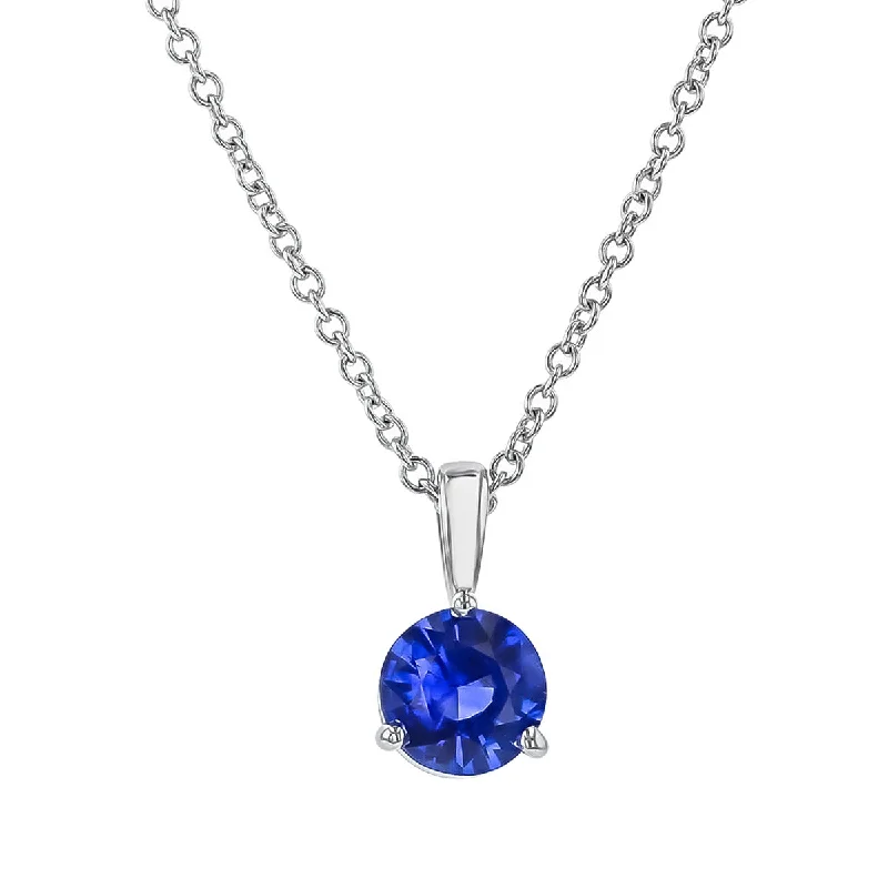 Bohemian Necklaces-18K White Gold Sri Lanka Sapphire Pendant Necklace