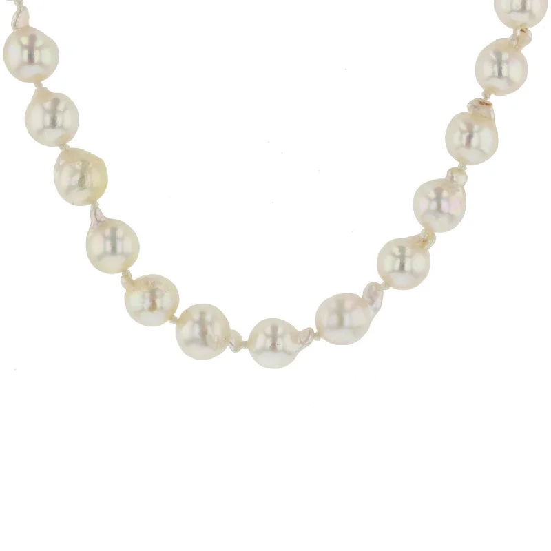 Minimalist Necklaces-Akoya Baroque Cultured Pearl Strand Necklace