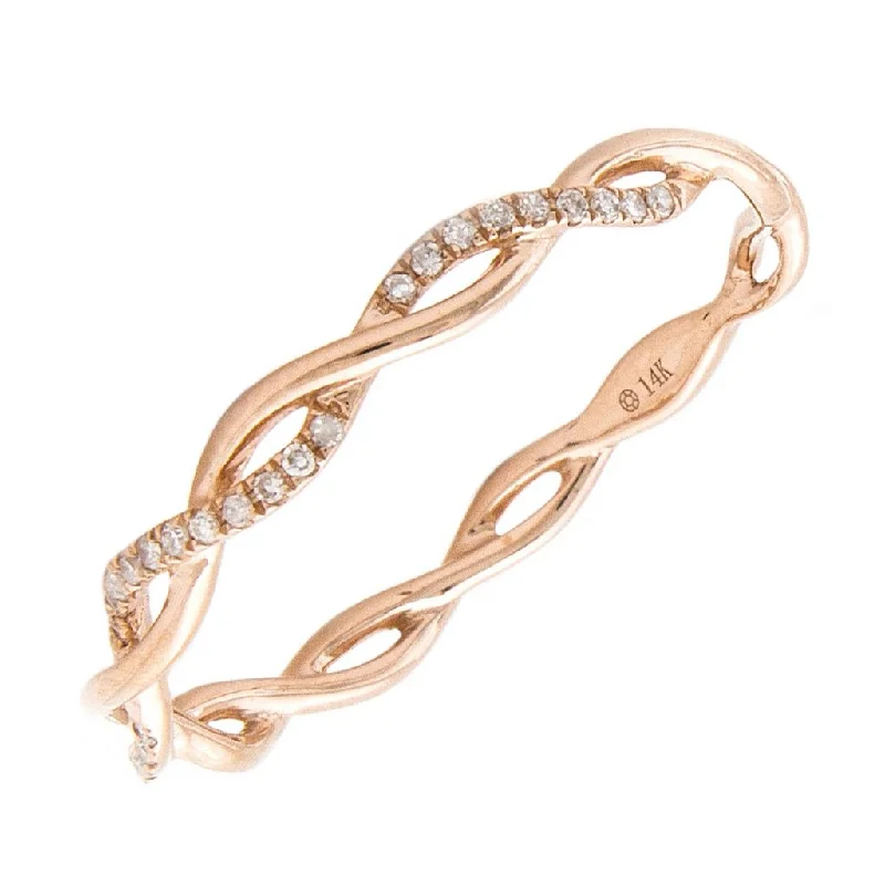 Promise Rings-14K Rose Gold Diamond Twisted Band