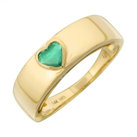 Ring Sets-14k Yellow Gold Heart Emerald Ring