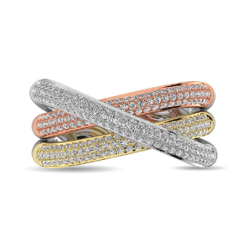 Eternity Diamond Rings-Diamond 1 ct tw Fashion Ring in 14K Three Tone Gold