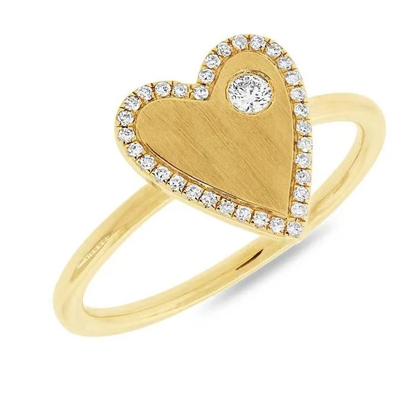 Titanium Rings-14K Yellow Gold Diamond Heart Ring