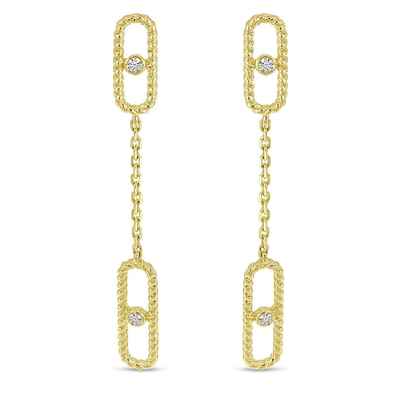 Glass Earrings-14K Yellow Gold Diamond Twist Paperclip Chain Earrings E10888