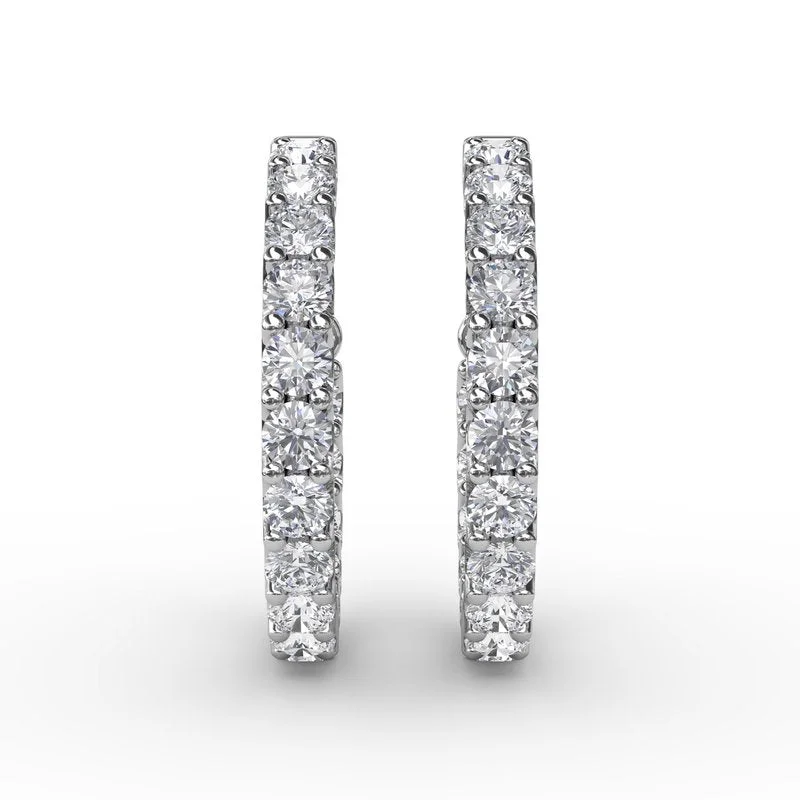 Glitter Earrings-3.1ct Diamond Hoop Earrings ER4927