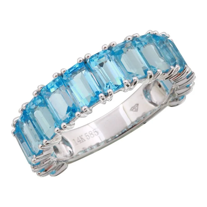 Diamond Halo Rings-14k White Gold Blue Topaz 3/4 Gemstone Ring