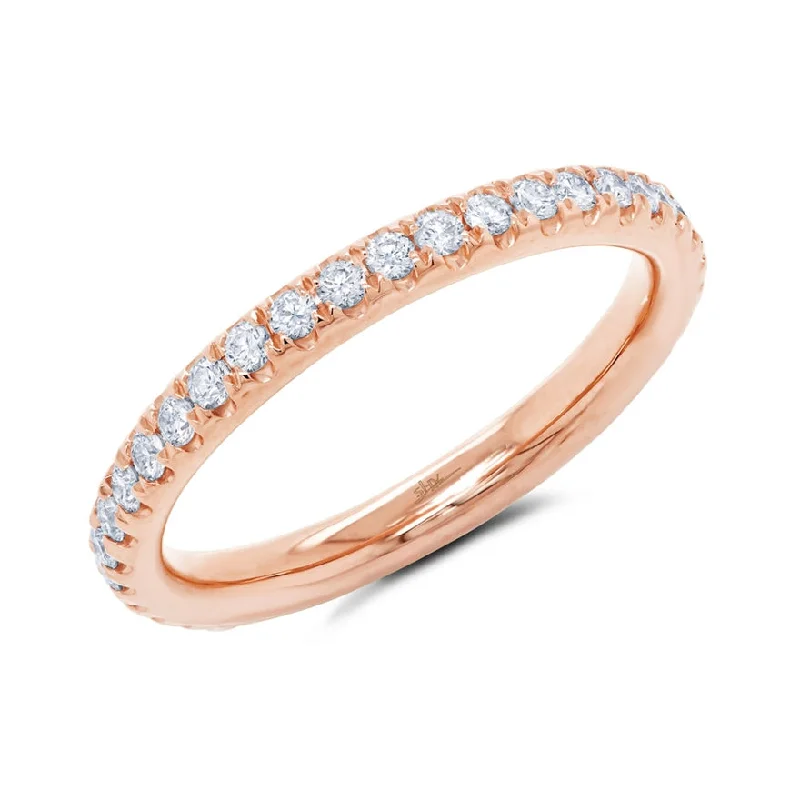 Silver Rings for Women-14K Rose Gold Diamond 2.4mm Eternity Band