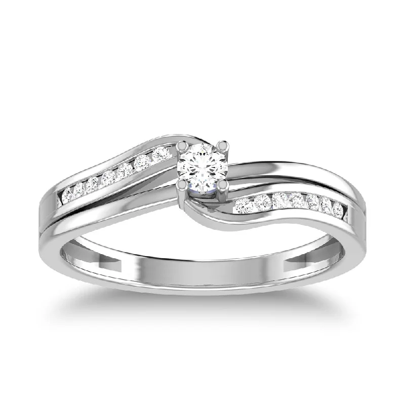 Modern Engagement Ring Sets-10K White Gold 1/5 Ct.Tw. Diamond Fashion Ring