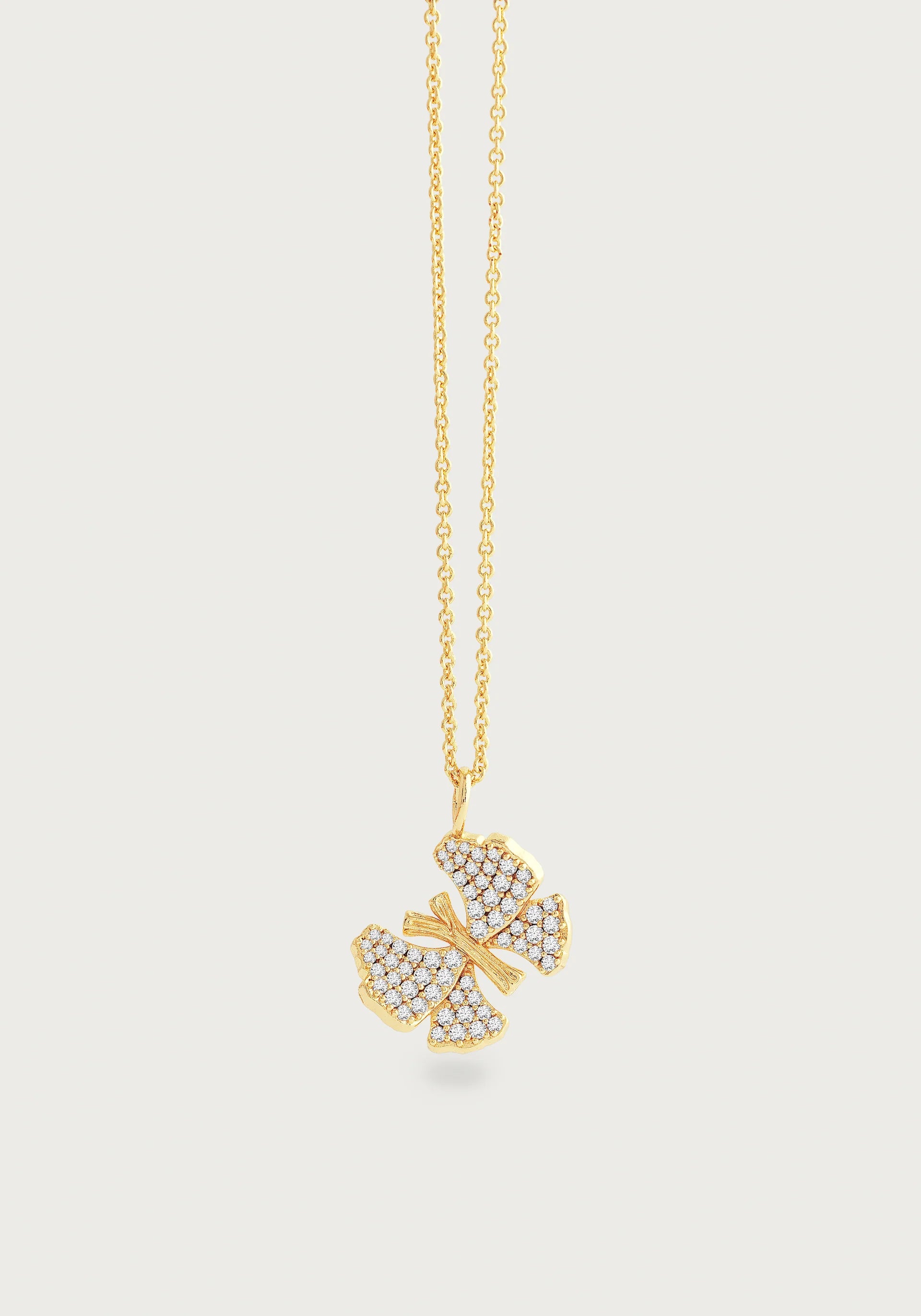 Gem Pendant Necklaces-Butterfly White Pavé Necklace