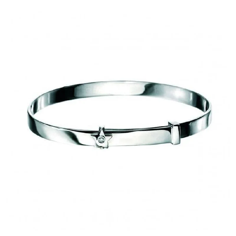 Women’s Silver Bangles-Silver Diamond Set Star Baby Bangle