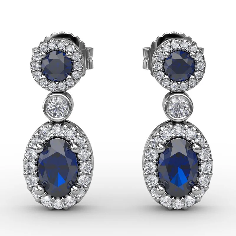 Extra Large Earrings-Set the Scene Sapphire and Diamond Dangle Earrings ER1624S