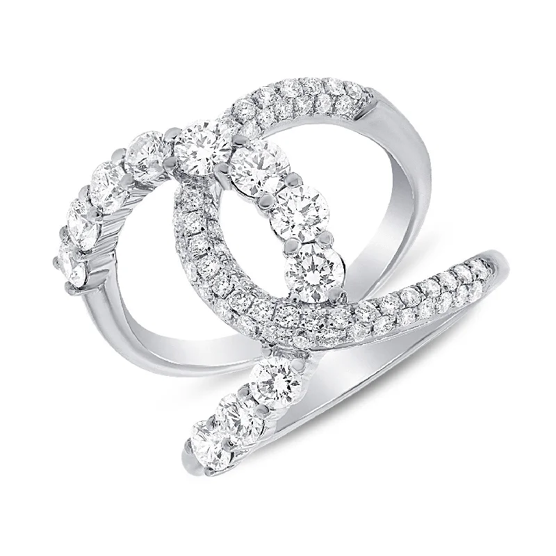 Wedding Ring Customization-14K White Gold Diamond Intertwined Ring