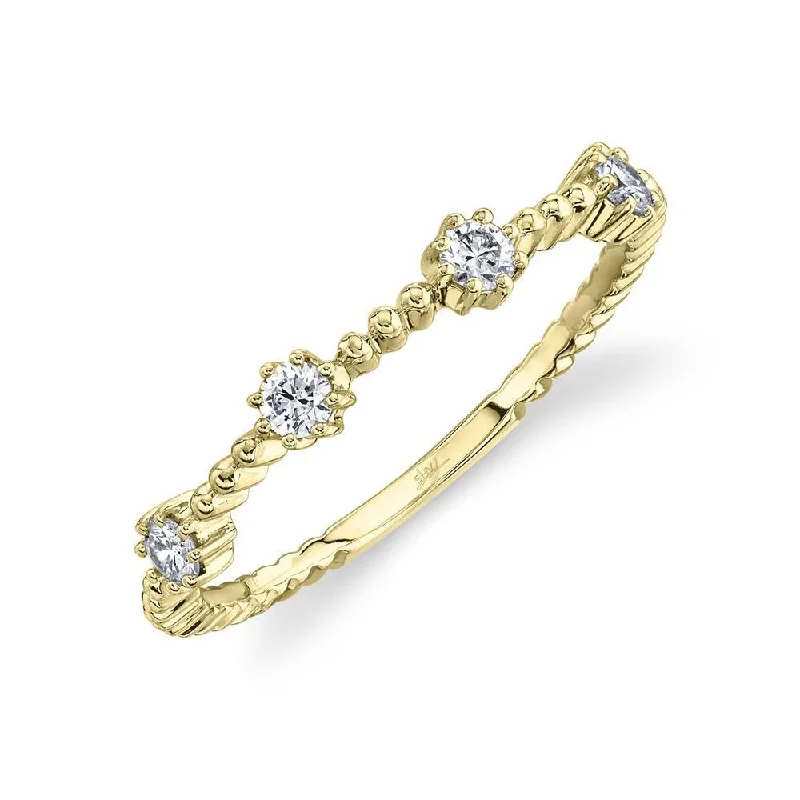 Solitaire Engagement Rings with Diamonds-14K Yellow Gold Diamond Beaded Band