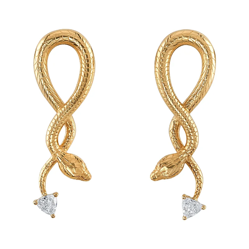 Gold Stud Earrings-Diamond Hanging Snake Earrings