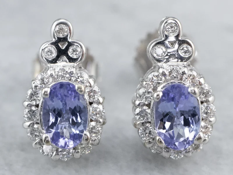 Big Hoop Earrings-Tanzanite and Diamond Stud Earrings