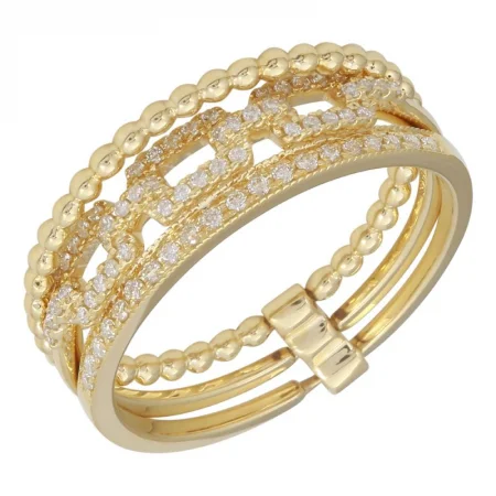 Silver Wedding Rings-18K Yellow Gold Diamond Link Ring