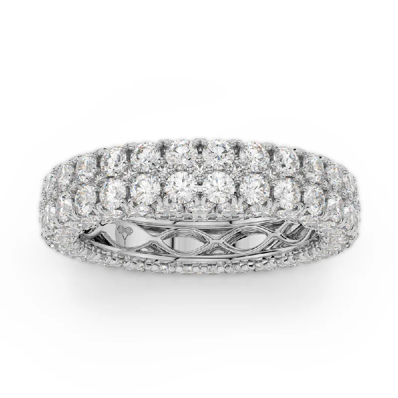 Moissanite Wedding Rings-18K White Gold Diamond Double Row Seamless Collection Eternity Band