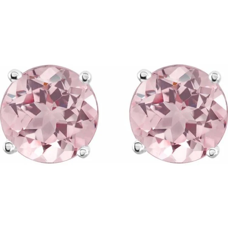 Elegant Stud Earrings-14K White 5 mm Natural Pink Morganite Stud Earrings