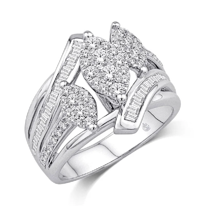 Platinum Diamond Rings-14K White Gold 1 Ct.Tw.Diamond Fashion Ring