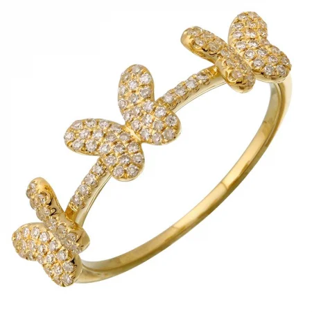 Men's Diamond Rings-14k Yellow Gold Diamond Butterfly Ring