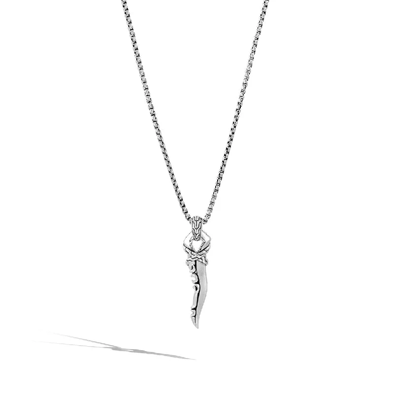 Bridal Pendant Necklaces-Classic Chain Keris Dagger Silver Pendant Necklace