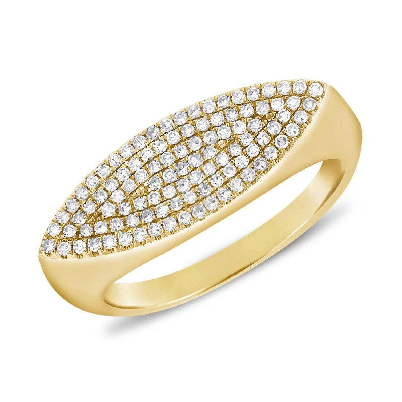 Custom Birthstone Wedding Rings-14K Yellow Gold Diamond Pave Ring