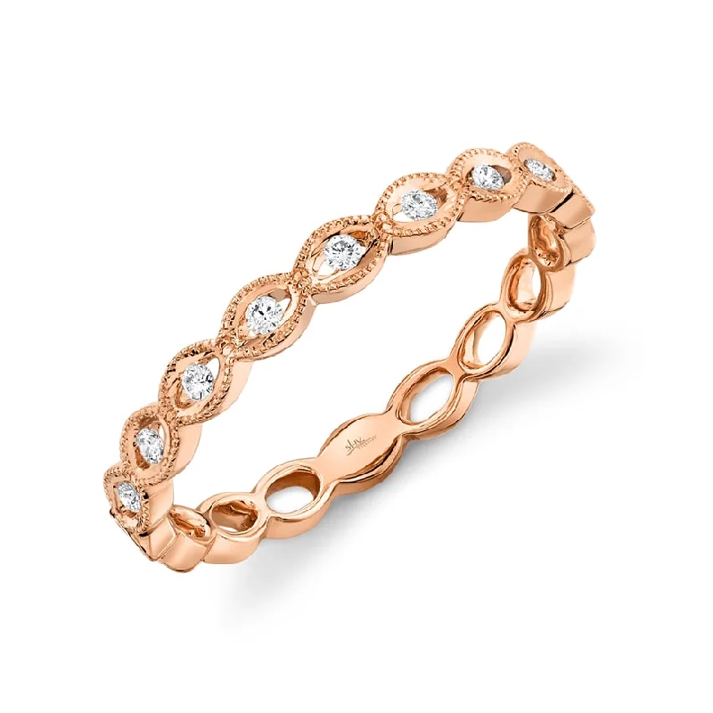 Twisted Engagement Rings-14K Rose Gold Stackable Diamond Ring