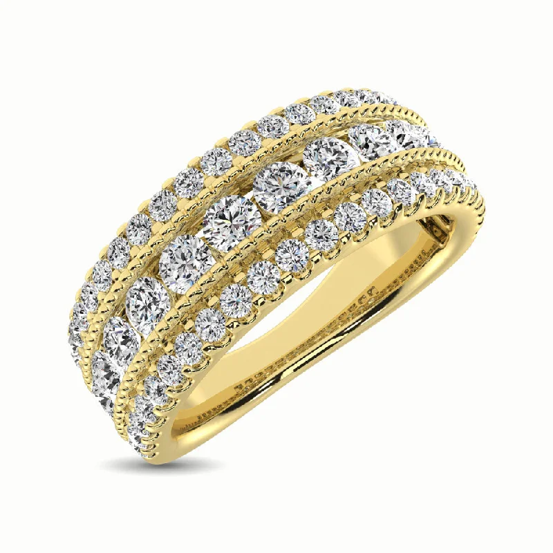 Silver Rings for Women-14K Yellow Gold 1 1/3 Ct.Tw. Diamond Anniversary Ring