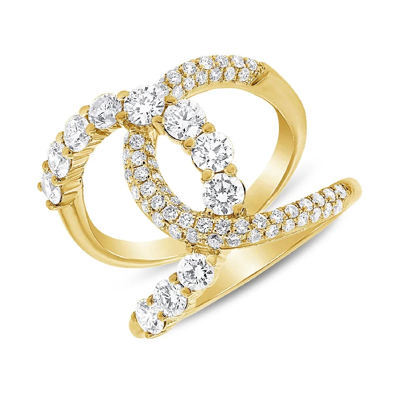 Oval Engagement Rings-14K Yellow Gold Diamond Intertwined Ring