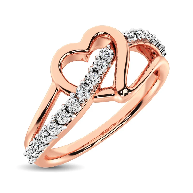 Heart Shaped Engagement Rings-10K Rose Gold 1/20 Ct.Tw. Diamond Heart Ring