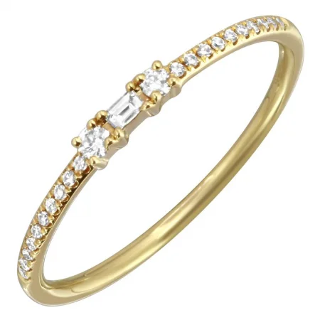 Designer Promise Rings-14K Yellow Gold Diamond Stackable Ring