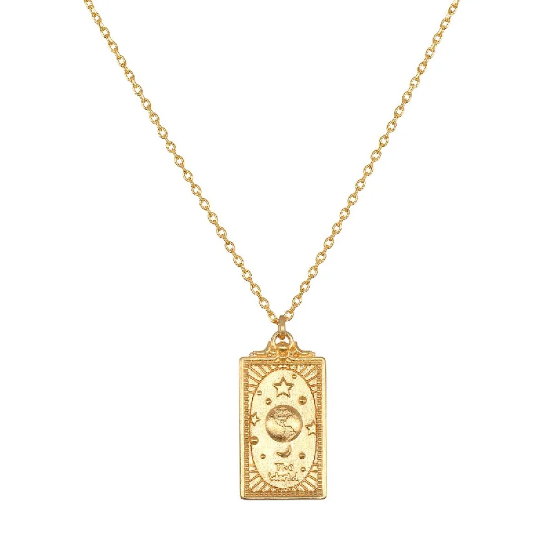 Art Deco Necklaces-The World Tarot Necklace