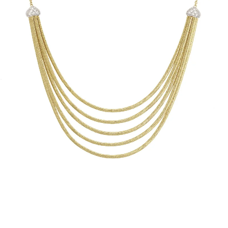 Chic Necklaces-18K Yellow Gold and Diamond Five Strand Collar Necklace