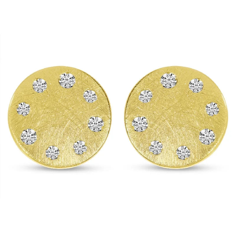 Radiant Earrings-BRUSHED DIAMOND DISC EARRINGS E10528