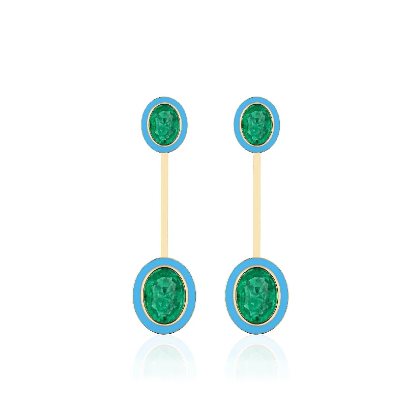 Shiny Earrings-Emerald Oval-Cut Earrings