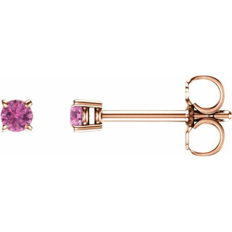 Boho Stud Earrings-14K Rose 2.5 mm Natural Pink Sapphire Stud Earrings