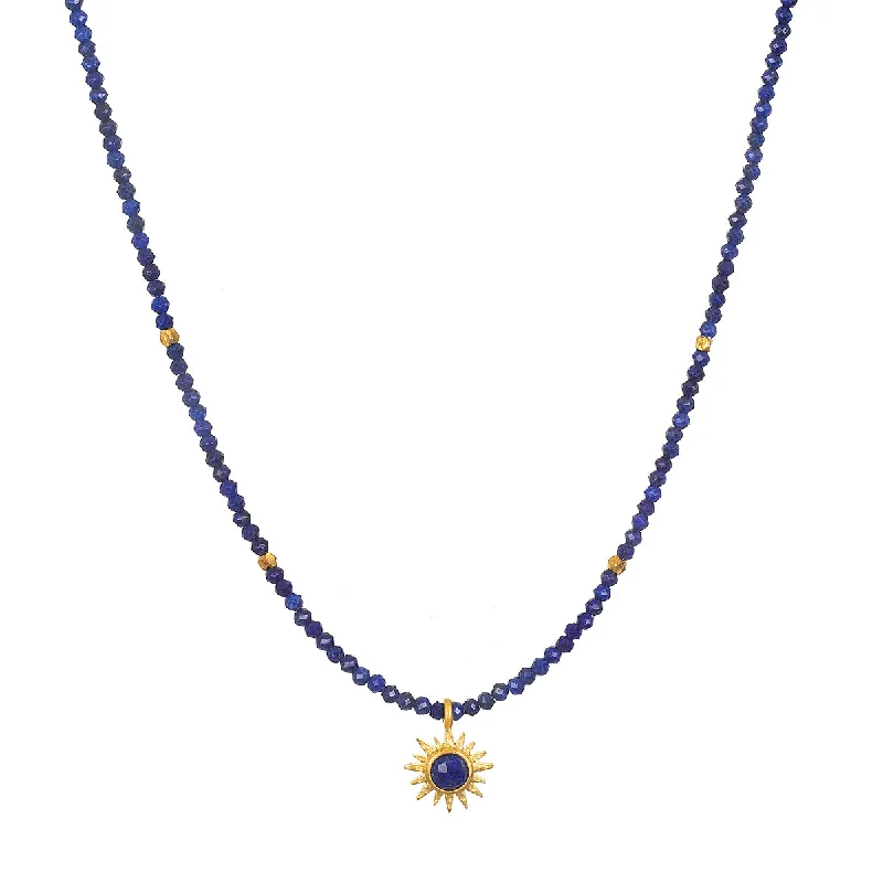 Vintage Chain Necklaces-Light Seeker Lapis Starburst Choker Necklace