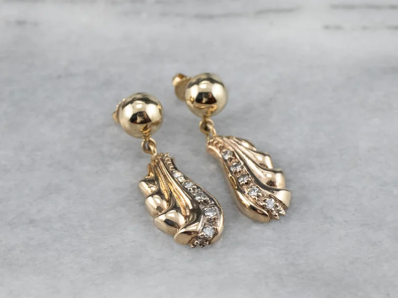 Heart-shaped Earrings-Vintage Cascading Diamond Gold Drop Earrings