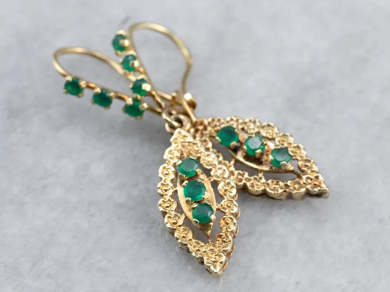 Minimalist Stud Earrings-Green Onyx Gold Marquise Drop Earrings