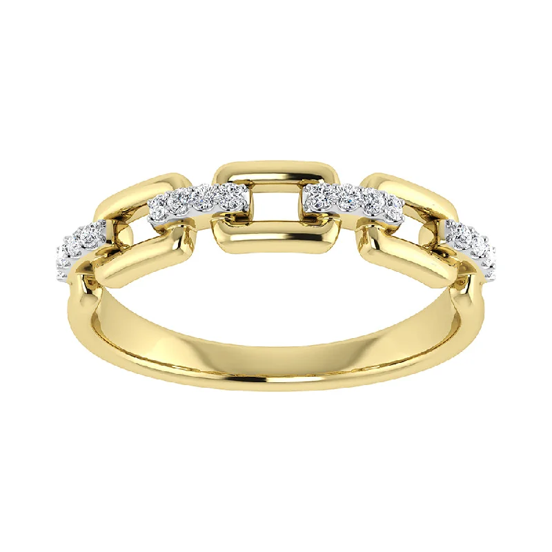 Diamond Wedding Band Sets-10K Yellow Gold 1/8 Ct.Tw. Diamond Cuban Link Fashion Ring