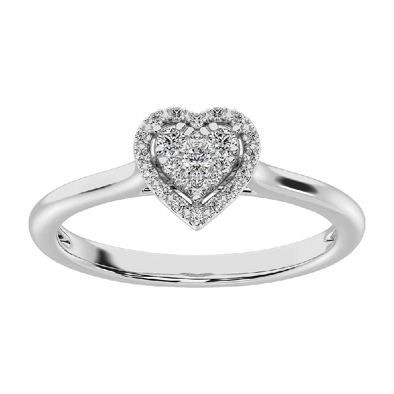 Anniversary Rings-10K White Gold 1/6 Ct.Tw. Diamond Heart Promise Ring