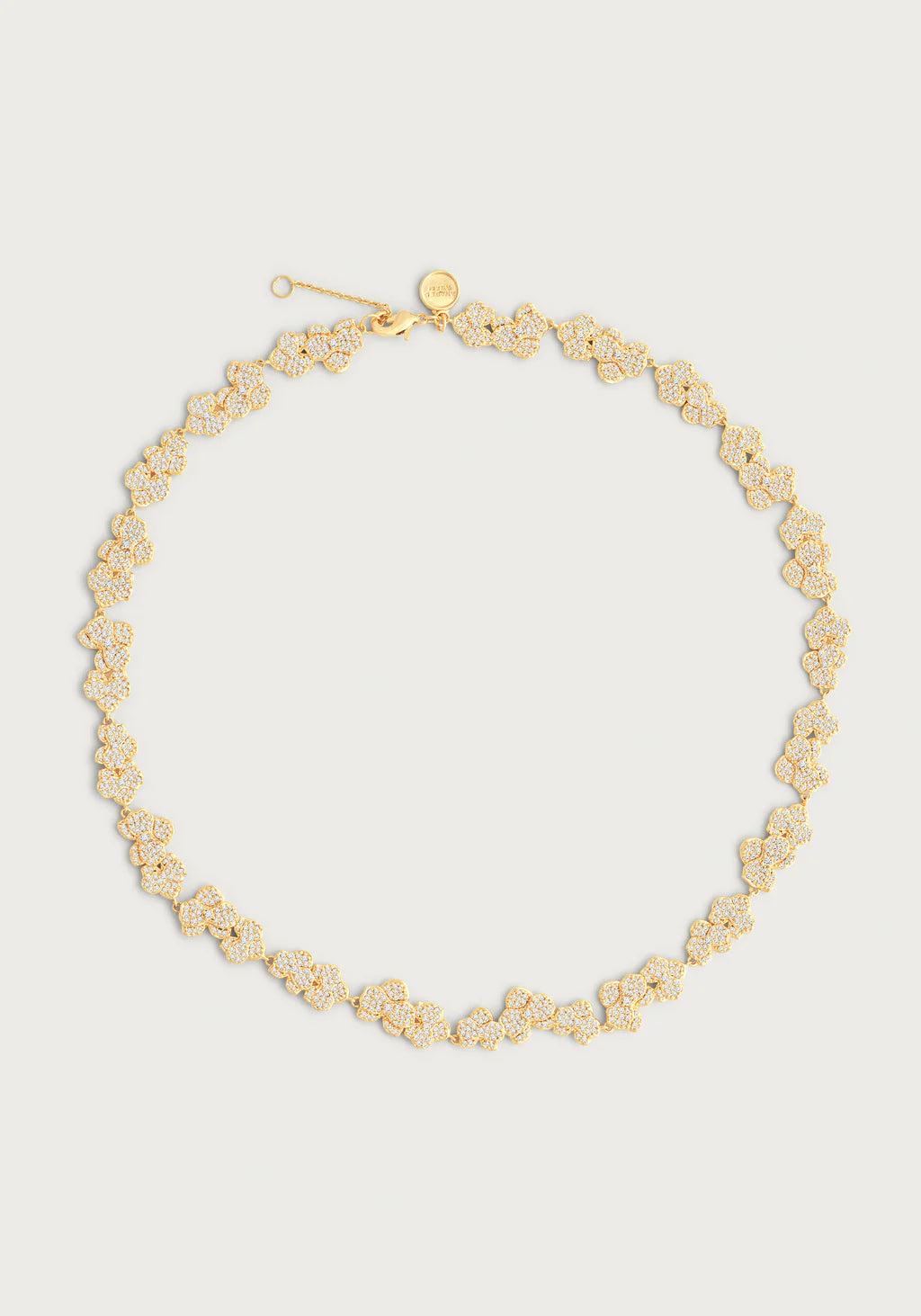 Beaded Necklaces-Orchid White Pavé Necklace, Gold