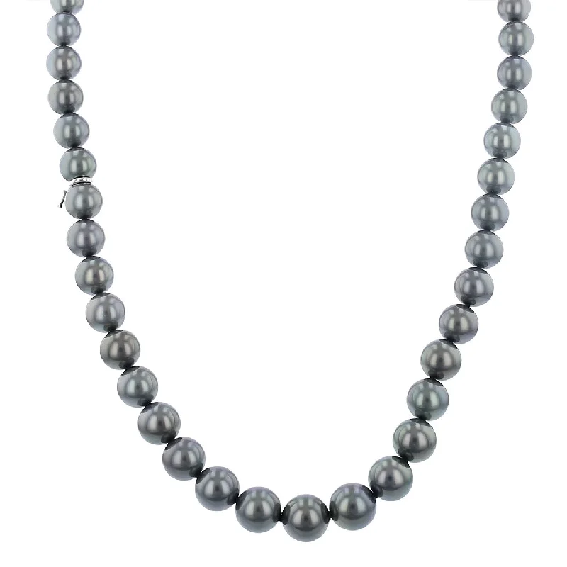 Initial Necklaces-Black South Sea Cultured Pearl Necklace in 18K White Gold