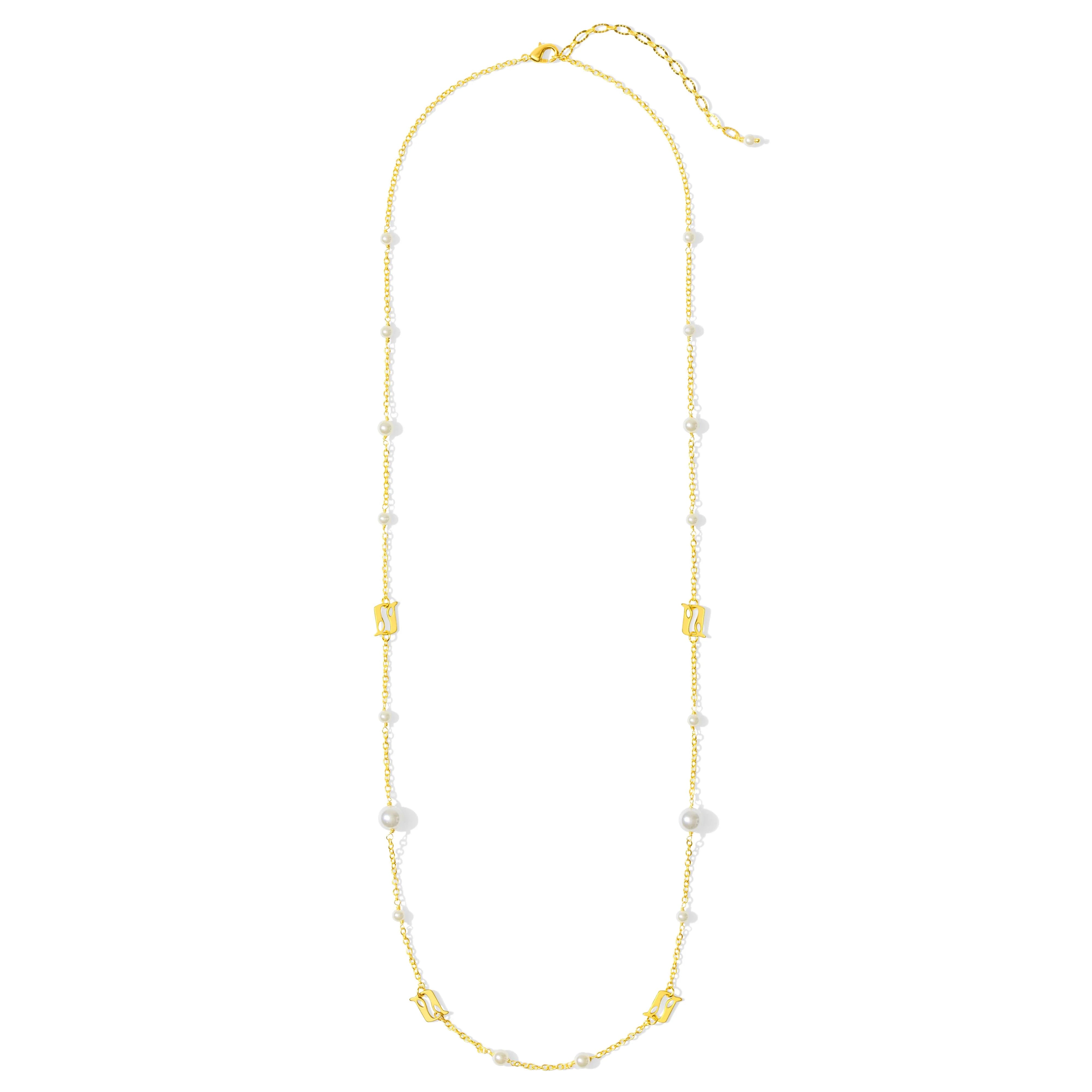 Elegant Necklaces-Beginning Pearl Logo Long Necklace