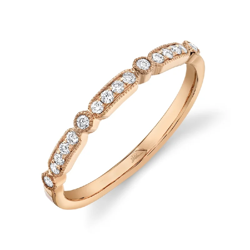 Gold Cocktail Rings-14K Rose Gold Diamond Lady's Ring