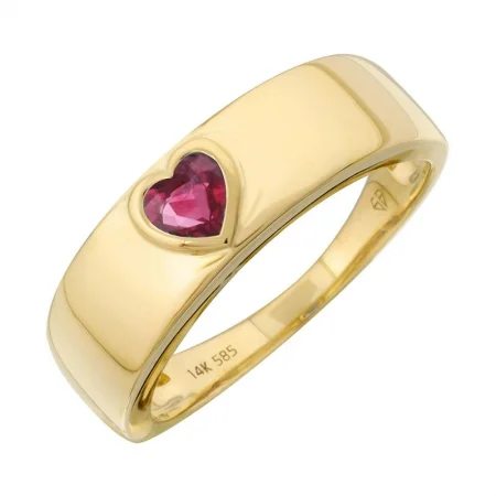 Geometric Rings-14k Yellow Gold Heart Shape Pink Sapphire Ring