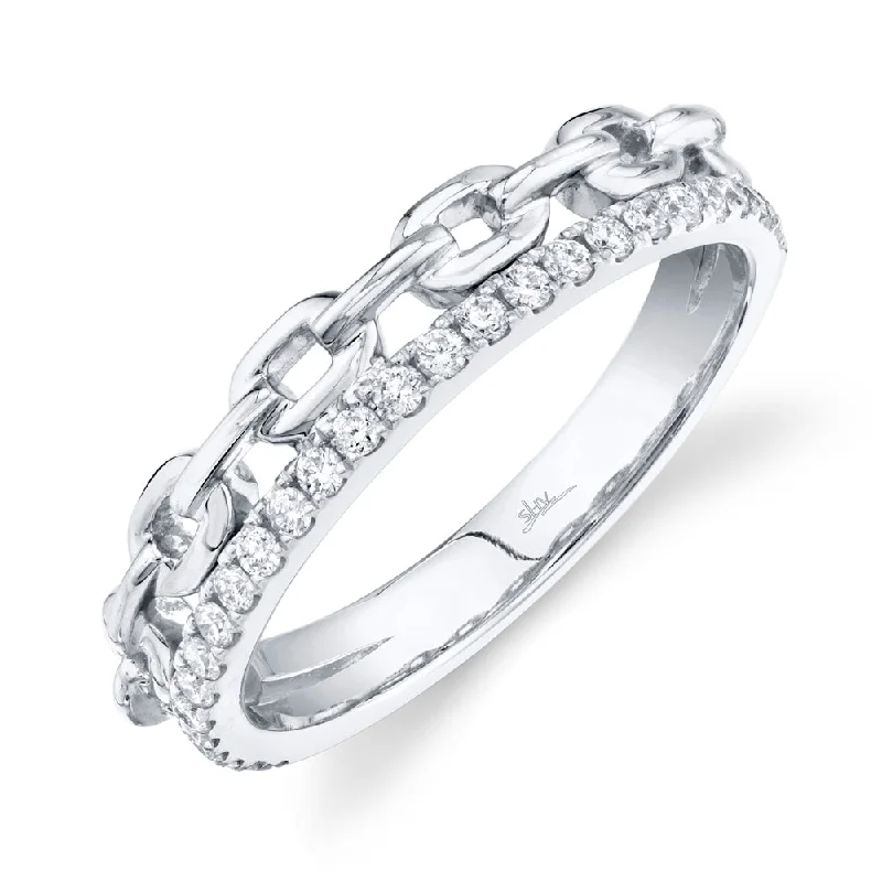 Engagement Rings with Gemstones-14K White Gold Diamond Link Ring