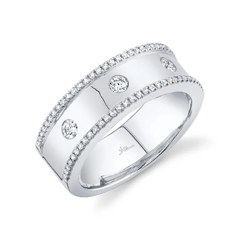 Modern Engagement Rings-14K White Gold Diamond High Polished Band