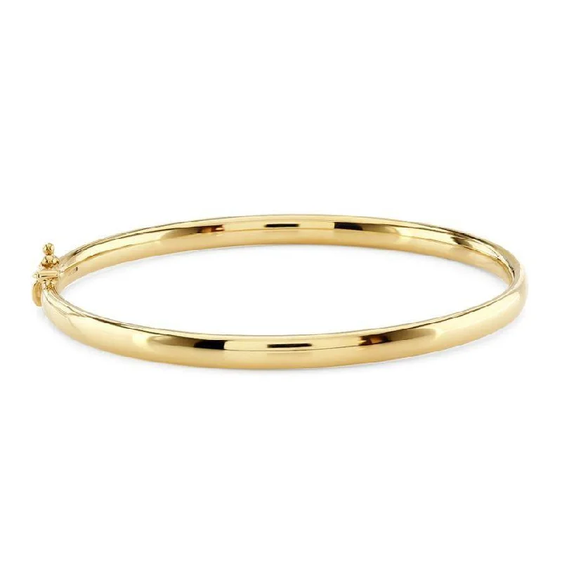 Pearl-studded Bangles-9ct Yellow Gold 4mm Ovl Solid Bangle