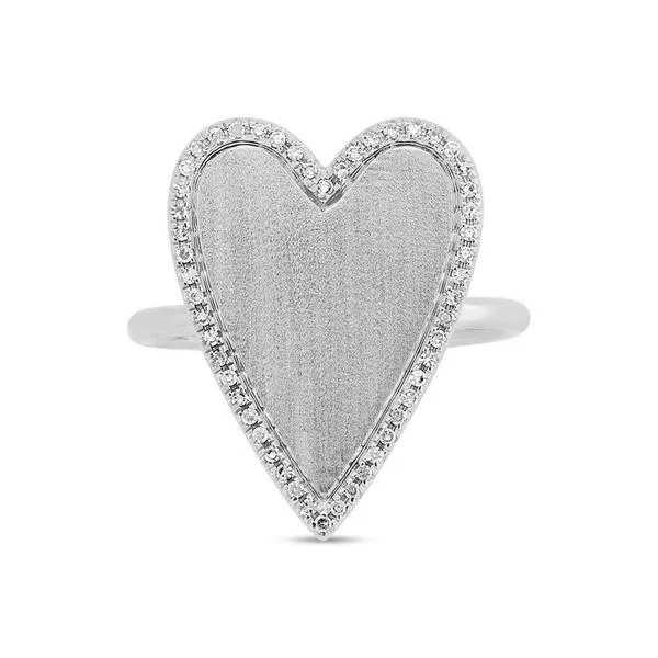 Wedding Band Stack-14K White Gold Large Diamond Heart Ring